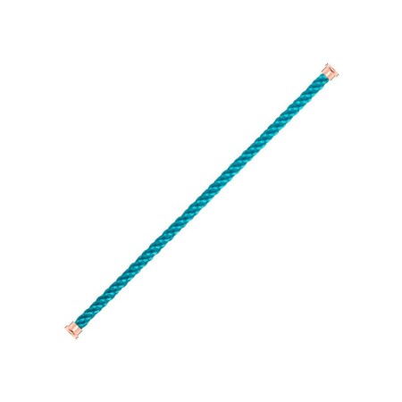 FRED interchangeable cable, large size, turquoise blue corderie, pink gold-plated steel end caps