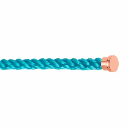 FRED interchangeable cable, large size, turquoise blue corderie, pink gold-plated steel end caps