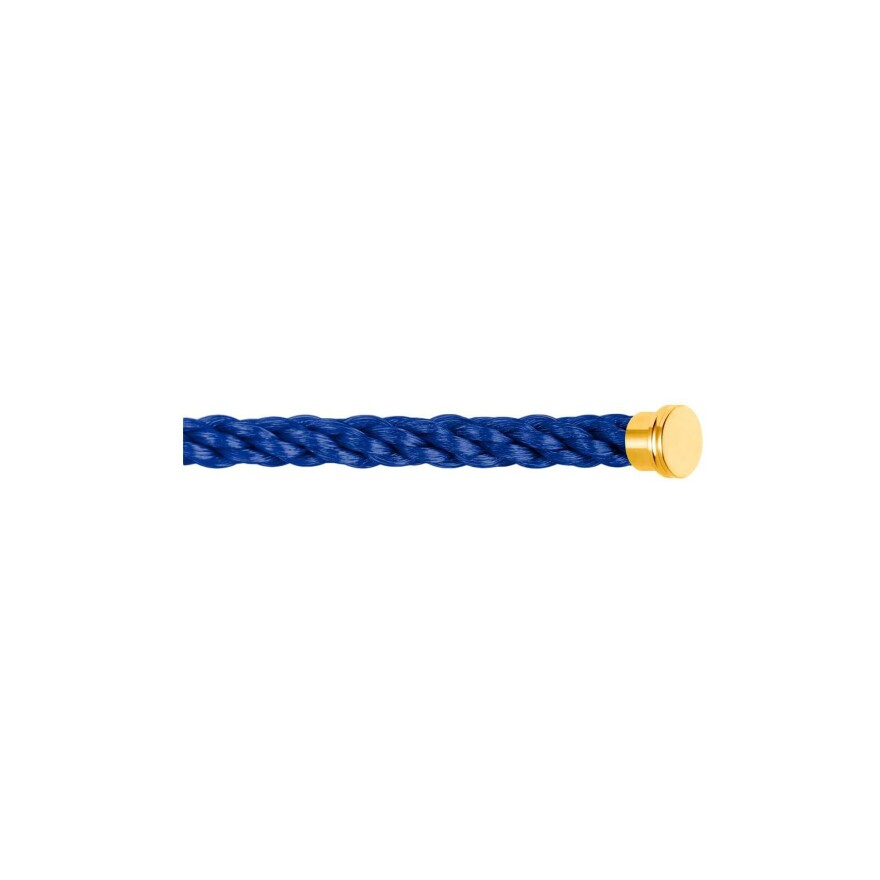 Câble pour bracelet FRED GM en corderie bleue indigo avec embout en or jaune