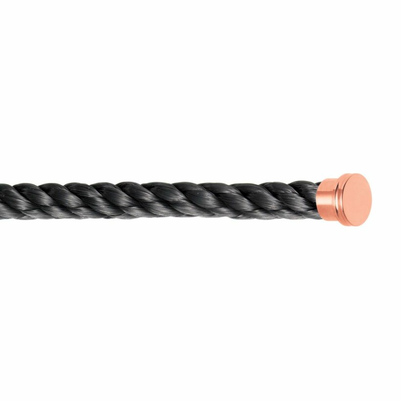 Câble grand modèle pour bracelet FRED en acier gris orage avec embouts acier doré rose