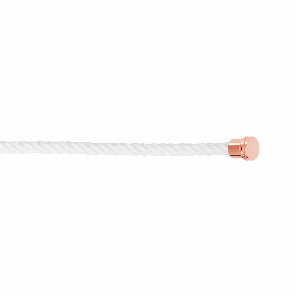 Câble moyen modèle pour bracelet FRED en corderie blanc avec embouts acier doré rose