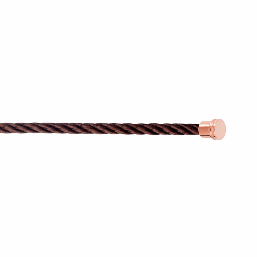 Câble FRED interchangeable Moyen Modèle en acier chocolat embouts acier doré rose