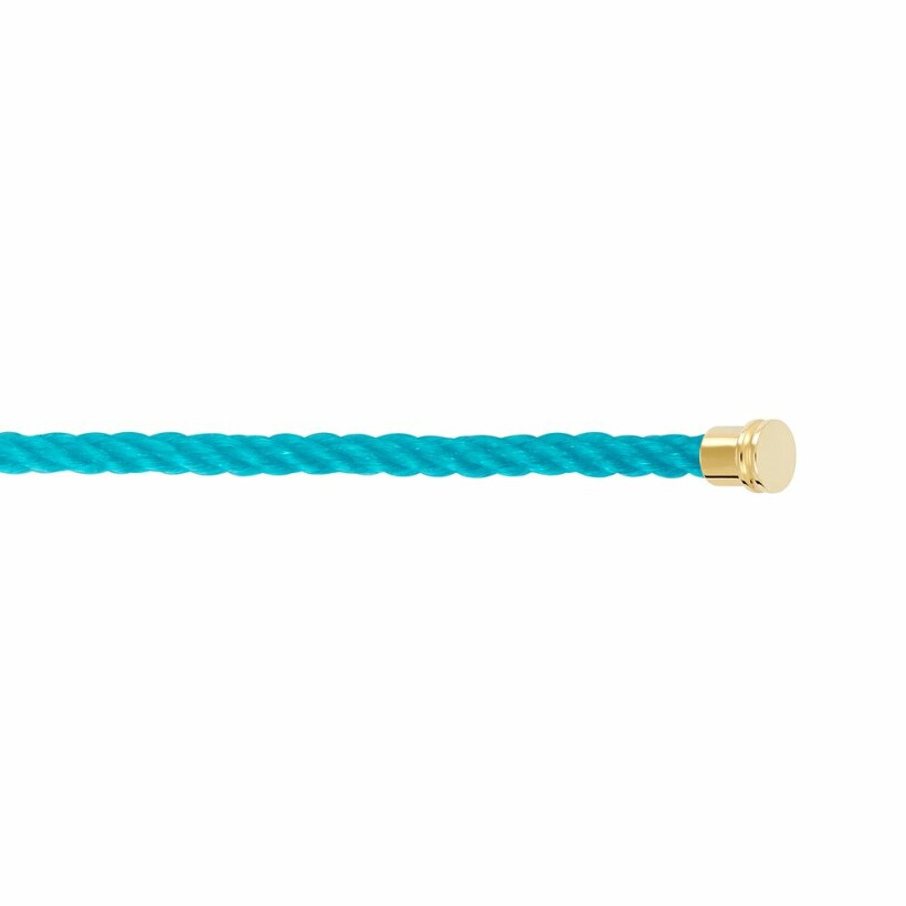 Câble FRED interchangeable MM en corderie bleu turquoise embouts or jaune