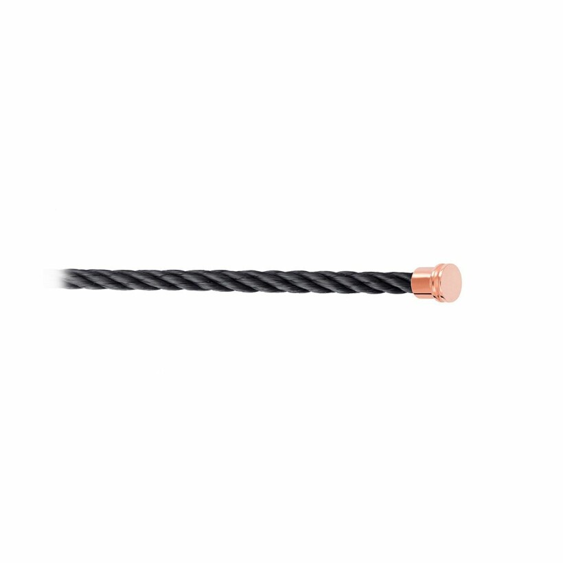 Câble FRED interchangeable Moyen Modèle en corderie gris orage avec embouts plaqué or rose