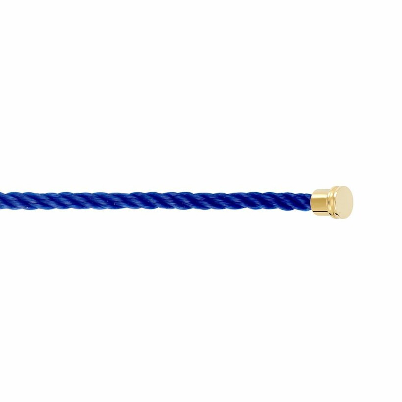 Câble FRED interchangeable MM en corderie bleu indigo embouts or jaune