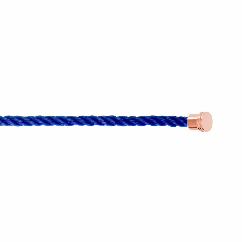 Câble FRED interchangeable MM en corderie bleu indigo embouts or rose