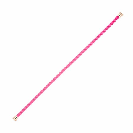 FRED interchangeable cable, medium size, neon pink corderie, pink gold-plated steel end caps