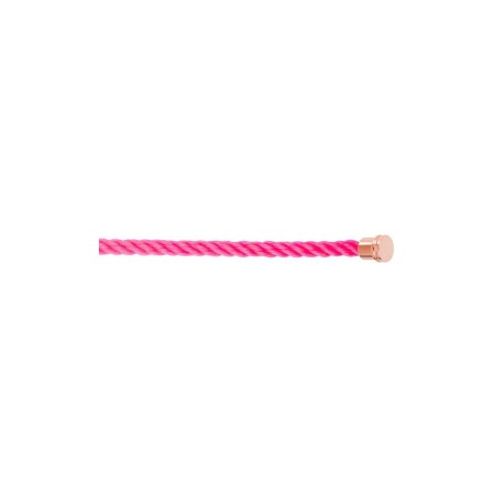 FRED interchangeable cable, medium size, neon pink corderie, pink gold-plated steel end caps