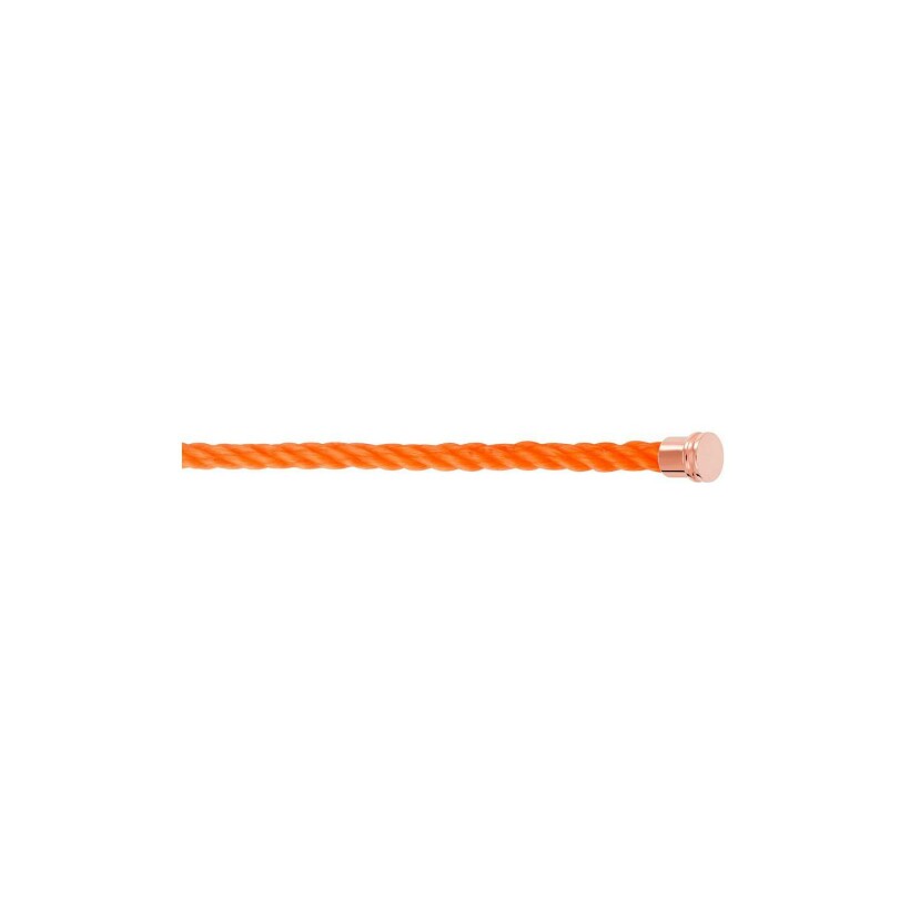 Câble FRED interchangeable MM en corderie orange fluo embouts or rose