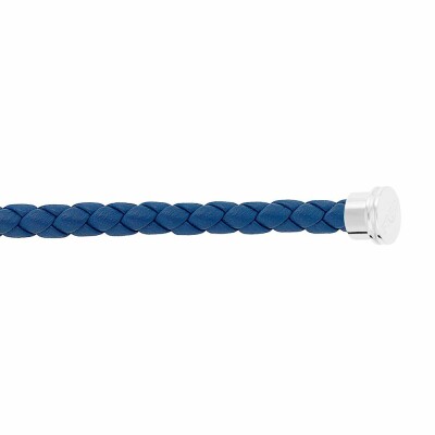 FRED large size bracelet cable, blue leather with steel clasp