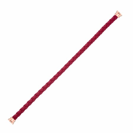 Câble grand modèle pour bracelet FRED en cuir rouge avec embouts acier doré rose