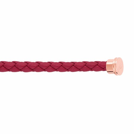 Câble grand modèle pour bracelet FRED en cuir rouge avec embouts acier doré rose