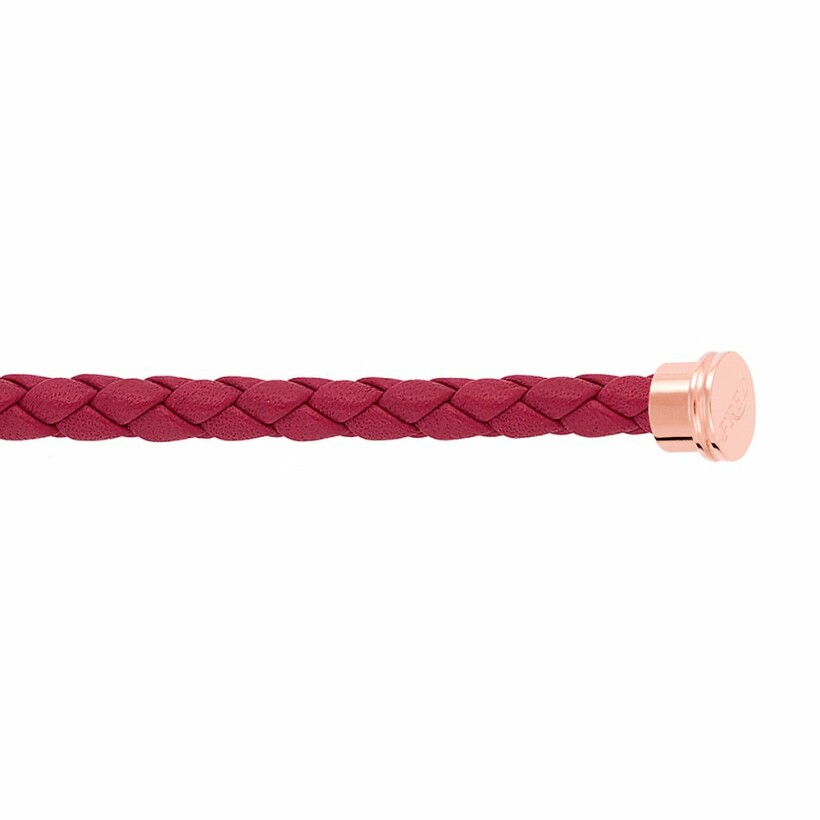 Câble grand modèle pour bracelet FRED en cuir rouge avec embouts acier doré rose