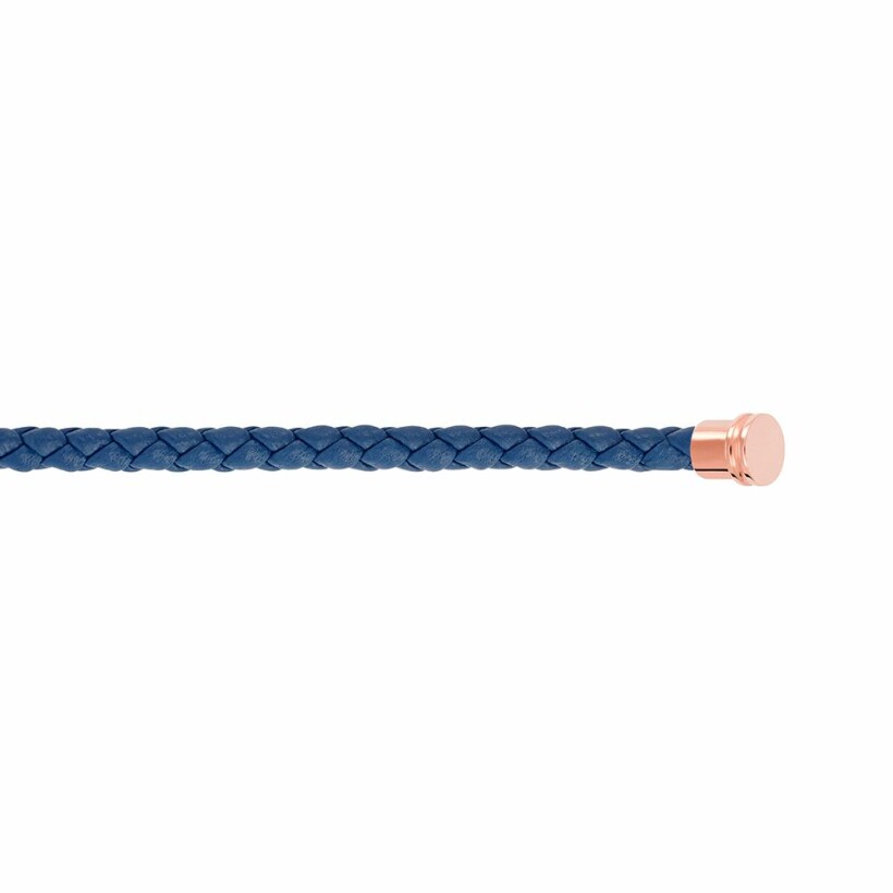 Câble FRED interchangeable Moyen Modèle pour bracelet FRED en cuir bleu avec embouts acier doré rose