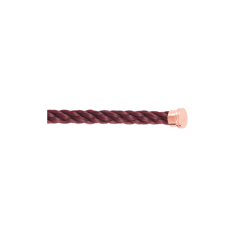 Câble FRED interchangeable Grand Modèle en corderie grenat avec embouts en acier doré rose