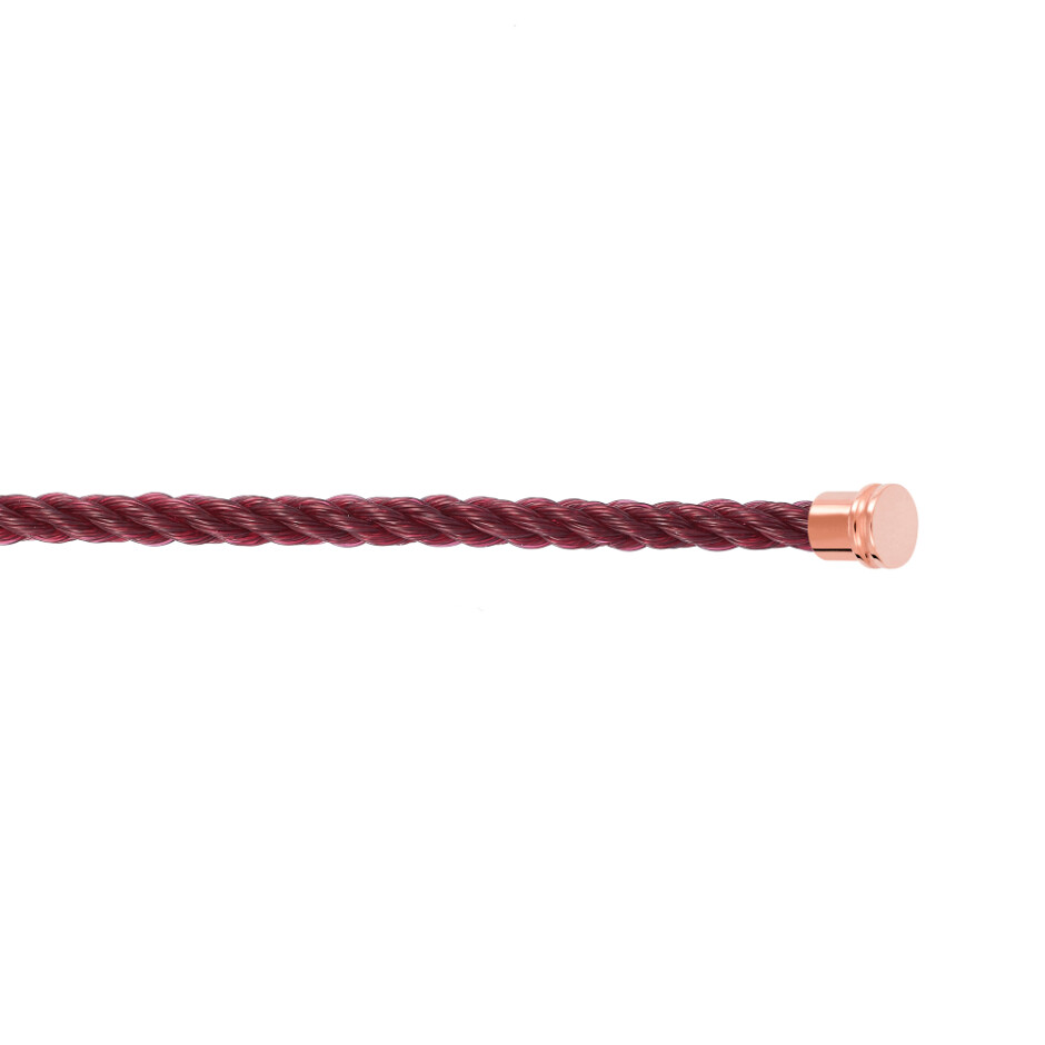 Câble FRED interchangeable Moyen Modèle en corderie grenat avec embouts en acier doré rose
