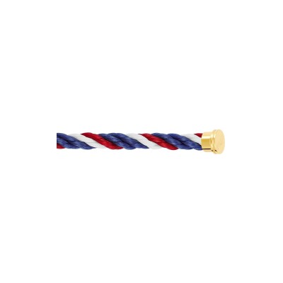 FRED interchangeable cable, large size, blue, white, red corderie, yellow gold-plated steel end caps