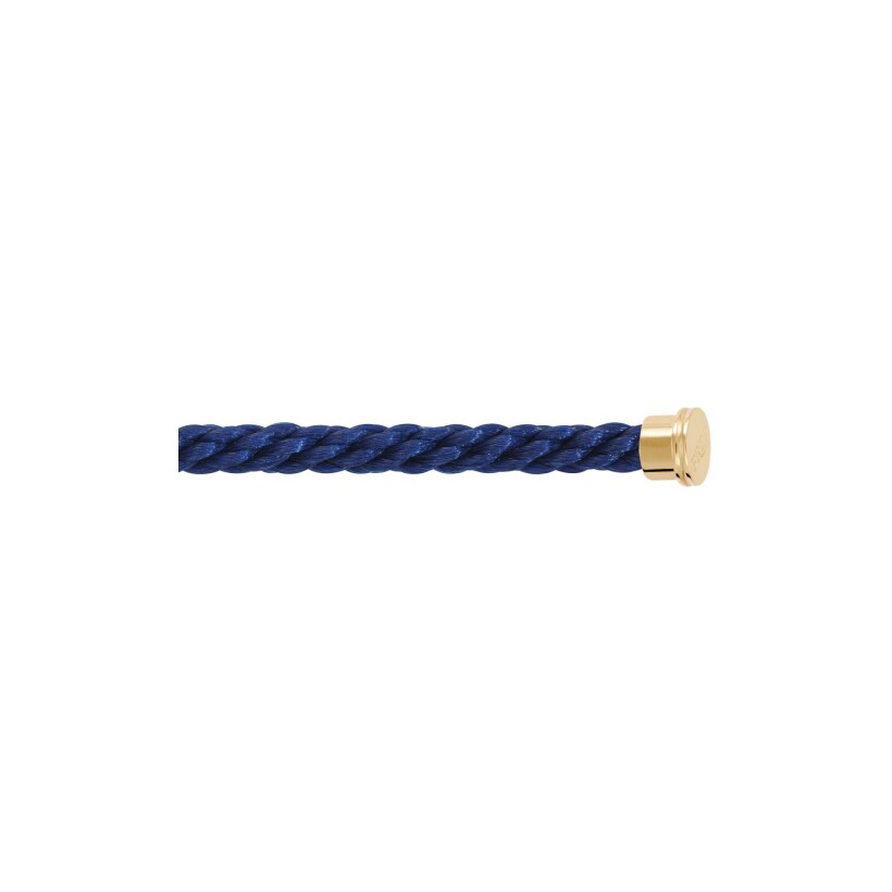 Câble FRED interchangeable Grand Modèle en corderie bleu marine avec embouts en acier doré or jaune