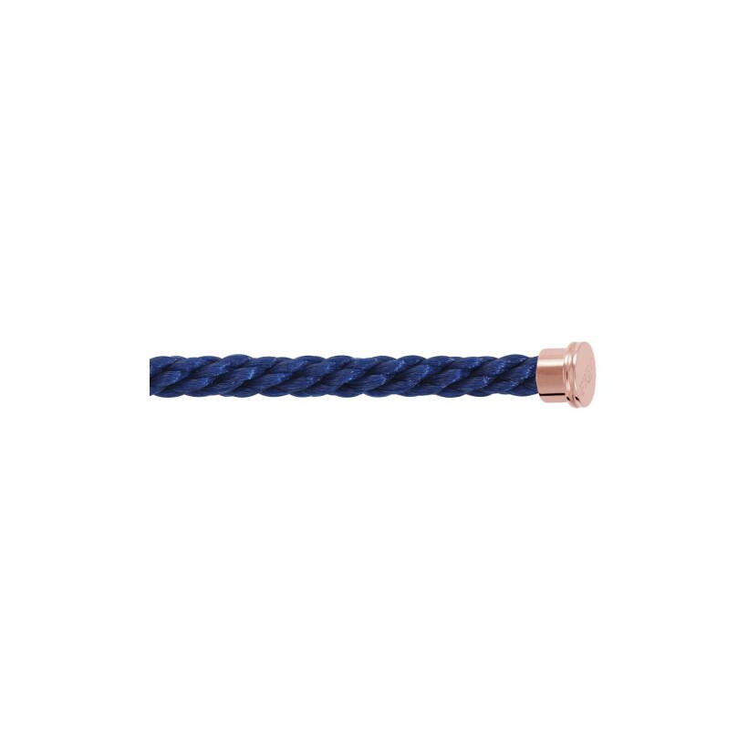 Câble FRED interchangeable Grand Modèle en corderie bleu marine avec embouts en acier doré rose