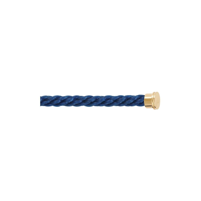 Câble FRED interchangeable Grand Modèle en corderie bleu jean avec embouts en acier doré