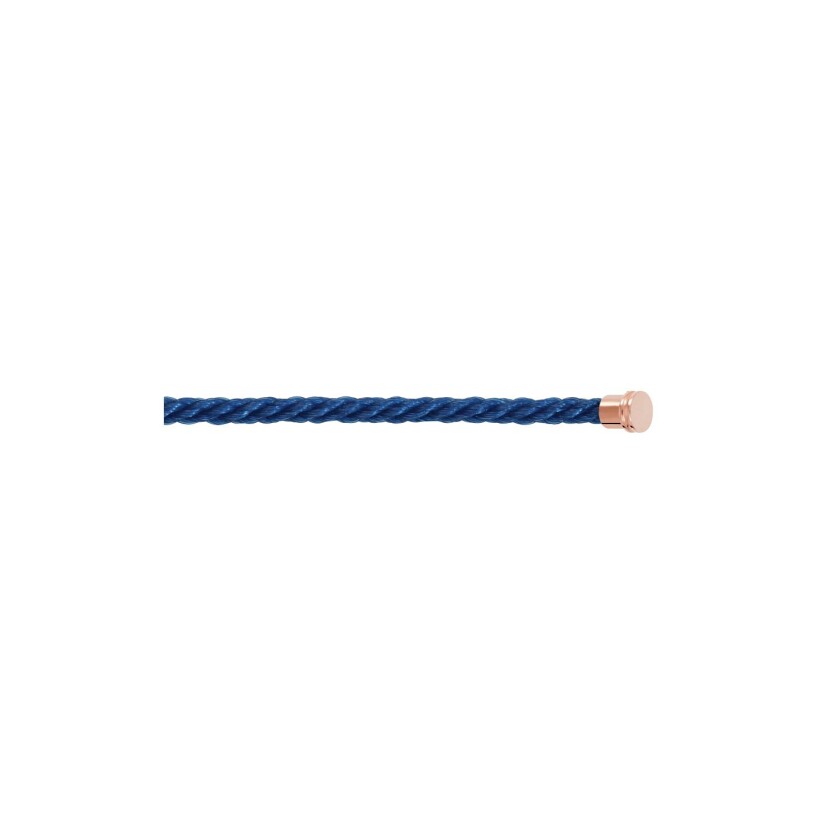 Câble FRED interchangeable Moyen Modèle en corderie bleu jean avec embouts en acier doré rose