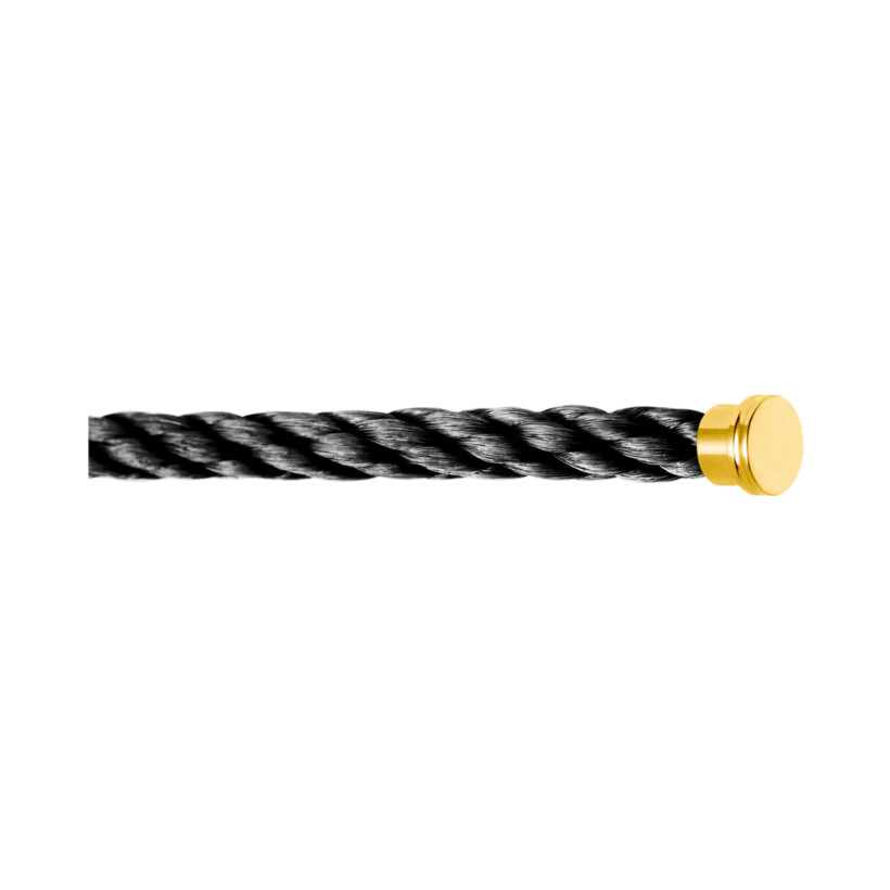 Câble FRED interchangeable Grand Modèle en corderie gris orage avec embouts acier doré