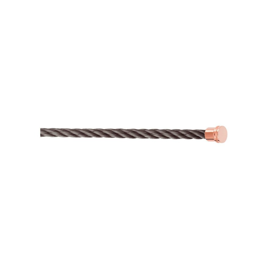 Câble Fred interchangeable Moyen Modèle en corderie gris orage avec embouts plaqué or rose