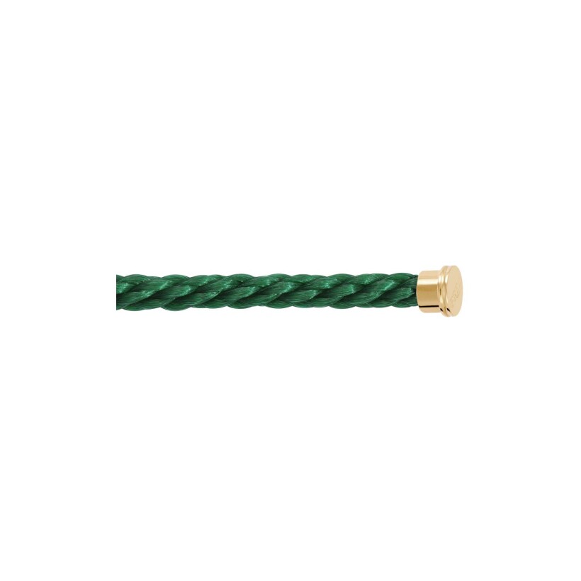 Câble FRED interchangeable Grand Modèle en corderie vert émeraude avec embouts en acier doré