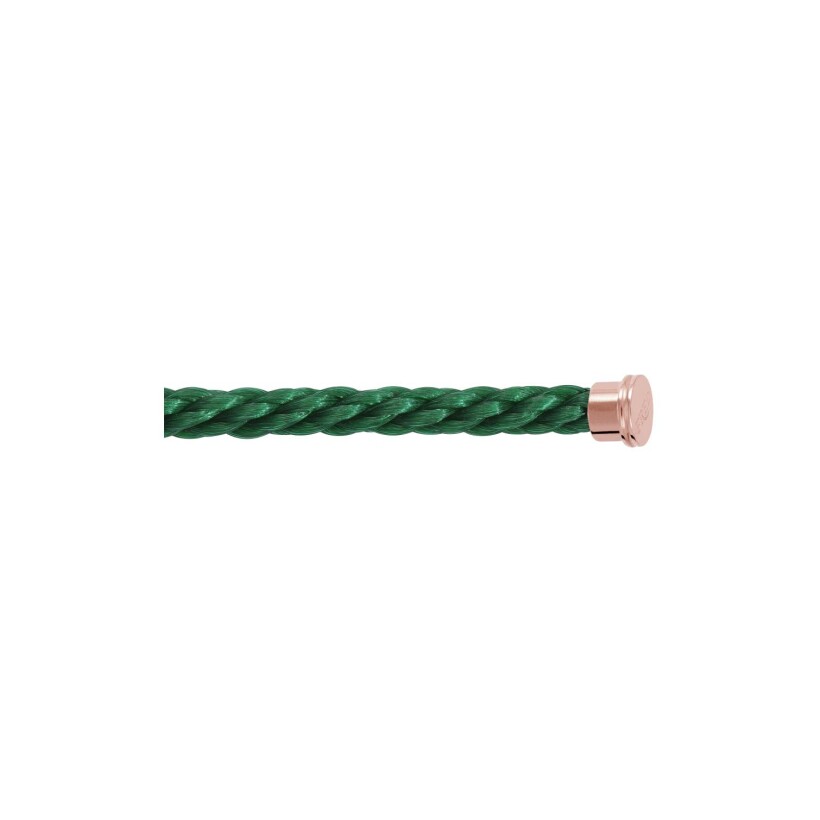 Câble FRED interchangeable Grand Modèle en corderie vert émeraude avec embouts en acier doré rose