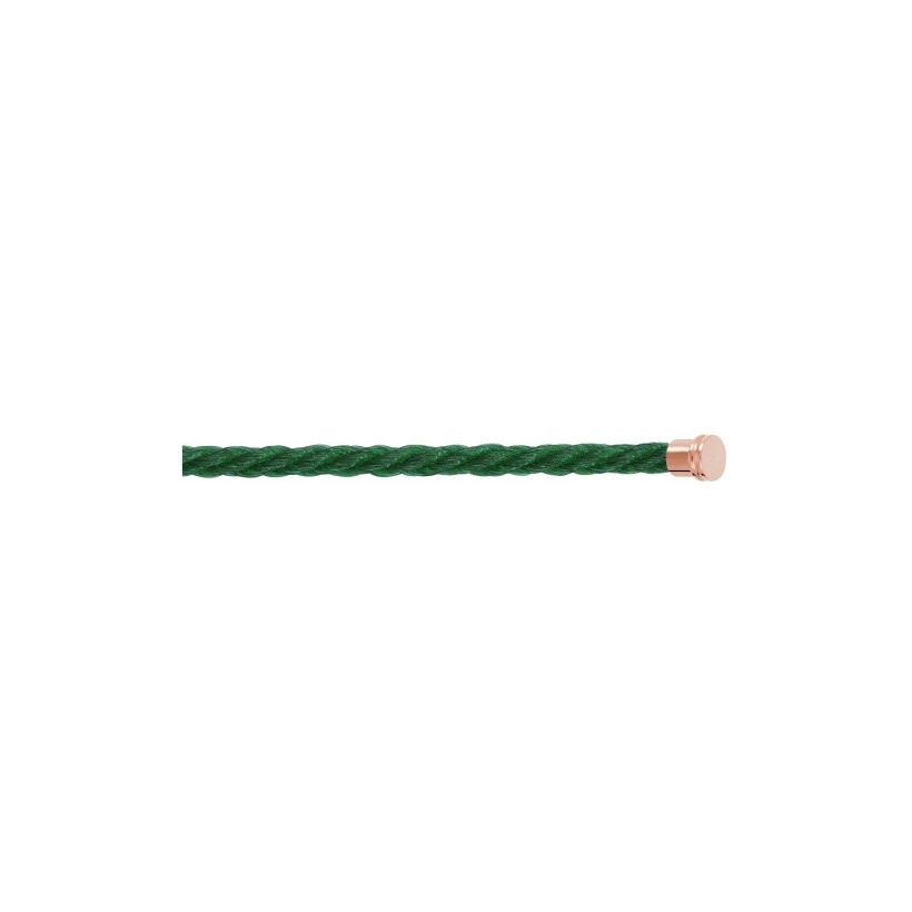 Câble FRED interchangeable Moyen Modèle en corderie vert émeraude avec embouts en acier doré rose