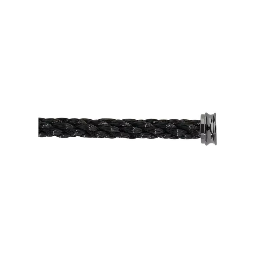 Câble pour bracelet FRED XL en corderie noir avec embout en acier noir