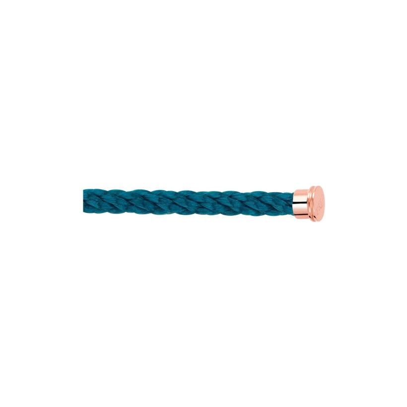 FRED large size bracelet cable, riviera blue rope with rose gold steel clasp