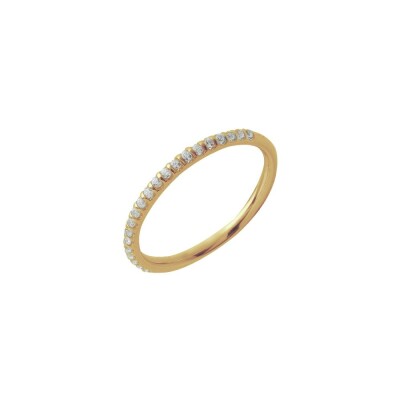 Alliance demi-tour serti barrette en or jaune et diamants de 0.15ct