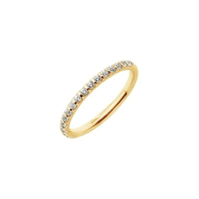 Alliance demi-tour serti barrette en or jaune et diamants de 0.25ct