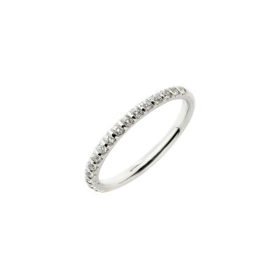 Alliance demi-tour serti barrette en or blanc et diamants de 0.25ct