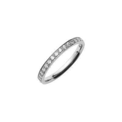 Alliance demi-tour serti barrette en or blanc et diamants de 0.15ct