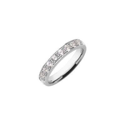 Alliance demi-tour serti Vénus en or blanc et diamants de 0.75ct