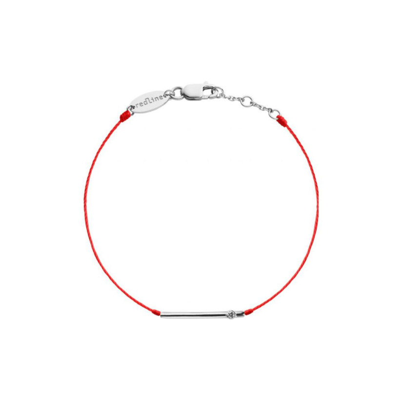 Bracelet RedLine Tube fil rouge avec diamant de 0.05ct, or blanc