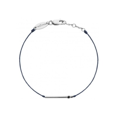 Bracelet RedLine Tube en or blanc et diamant noir sur fil marine