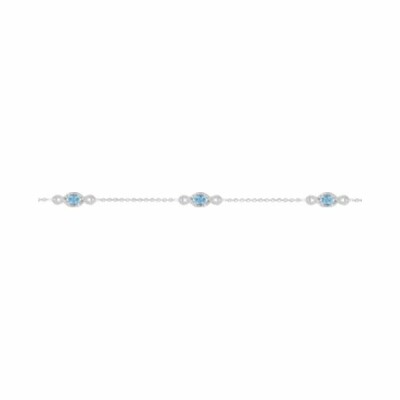 Bracelet en or blanc et oxyde de zirconium, topaze bleue