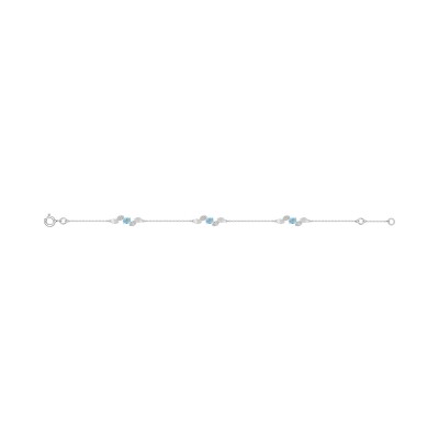 Bracelet en or blanc, topaze bleue et oxyde de zirconium