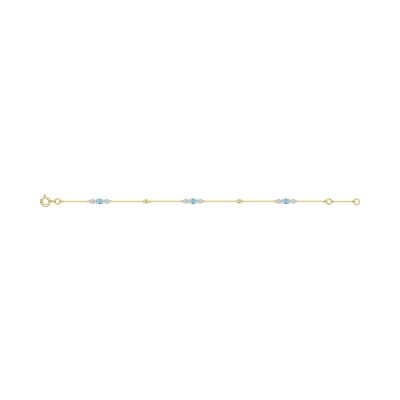 Bracelet en or jaune, topaze bleue et oxyde de zirconium