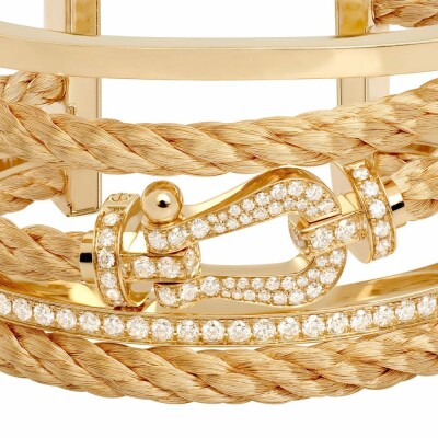 Bracelet manchette FRED Force 10 en or jaune et diamants