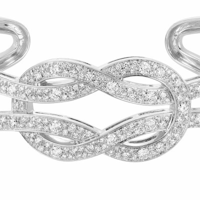 Bracelet manchette FRED Chance Infinie en or blanc et diamants