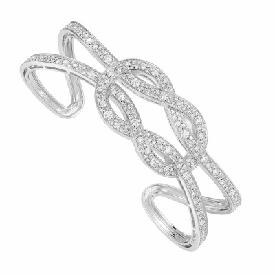 Bracelet manchette FRED Chance Infinie en or blanc et diamants