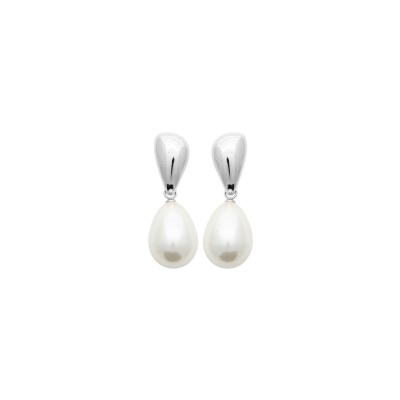 Boucles d'oreilles en acier pvd et perle d'imitation
