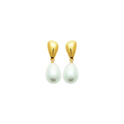 Boucles d'oreilles en acier pvd doré et perle d'imitation