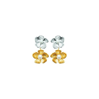 Boucles d'oreilles en acier pvd doré et perle d'imitation