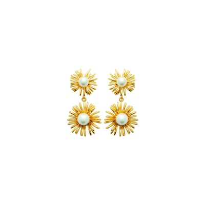 Boucles d'oreilles en acier pvd doré et perle d'imitation