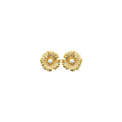 Boucles d'oreilles en acier pvd doré et perle d'imitation